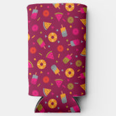 Magenta colorful summer ice-cream pattern seltzer blikjeskoeler (Voorkant)