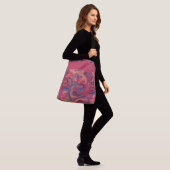 Magenta & Colorful Swirling Waterverf Crossbody B Crossbody Tas (Op model)