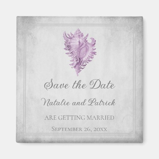 Magenta Conch Hoorn Save the Date Magneet (Voorkant)
