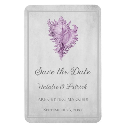 Magenta Conch Hoorn Save the Date Magneet (Verticaal)