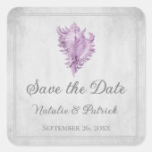 Magenta Conch Hoorn Save the Date Stickers (Voorkant)