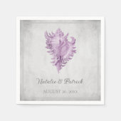 Magenta Conch Schelp Bruiloft Papieren Servetten (Voorkant)