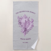 Magenta Conch Shell Beach Towel Strandlaken (Voorkant)