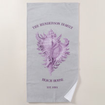 Magenta Conch Shell Beach Towel