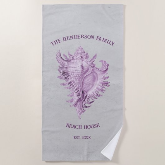 Magenta Conch Shell Beach Towel Strandlaken (Voorkant)