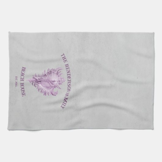 Magenta Conch Shell Kitchen Towel Theedoek (Horizontaal)