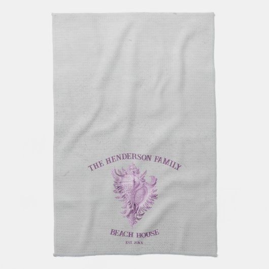 Magenta Conch Shell Kitchen Towel Theedoek (Verticaal)