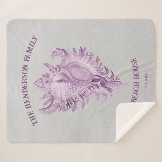 Magenta Conch Shell Sherpa Blanket Deken (Voorkant (horizontaal))