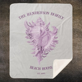 Magenta Conch Shell Sherpa Blanket Deken
