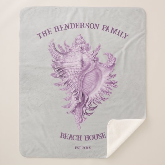 Magenta Conch Shell Sherpa Blanket Sherpa Deken (Voorkant)