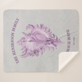 Magenta Conch Shell Sherpa Blanket Sherpa Deken (Voorkant (horizontaal))