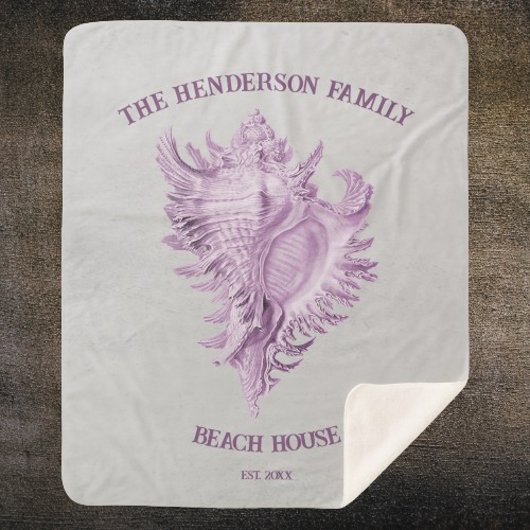 Magenta Conch Shell Sherpa Blanket Sherpa Deken