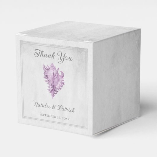 Magenta Conch Shell Wedding Favor Boxes Bedankdoosjes (Voorkant Zijde)