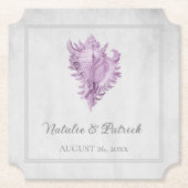 Magenta Conch Shell Wedding Paper-Onderzetters Kartonnen Onderzetters (Voorkant)