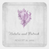 Magenta Conch Shell Wedding Stickers (Voorkant)