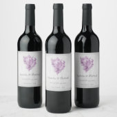 Magenta Conch Shell Wedding Wine Label Wijn Etiket (Flessen)