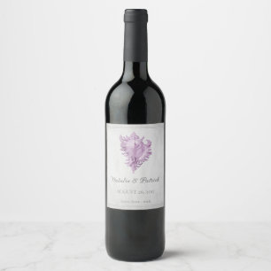 Magenta Conch Shell Wedding Wine Label Wijn Etiket