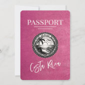 Magenta Costa Rica Paspoort Huwelijksuitnodiging Kaart (Achterkant)