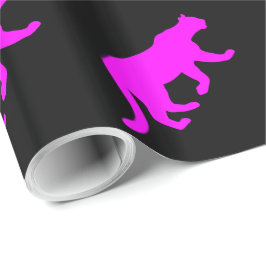 Magenta Cougar Puma Mountain Lion Silhouette Cadeaupapier