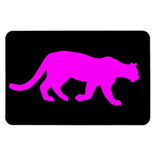 Magenta Cougar Puma Mountain Lion Silhouette Magneet (Horizontaal)