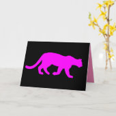 Magenta Cougar Puma Walking Silhouette Kaart (Gele Bloem)
