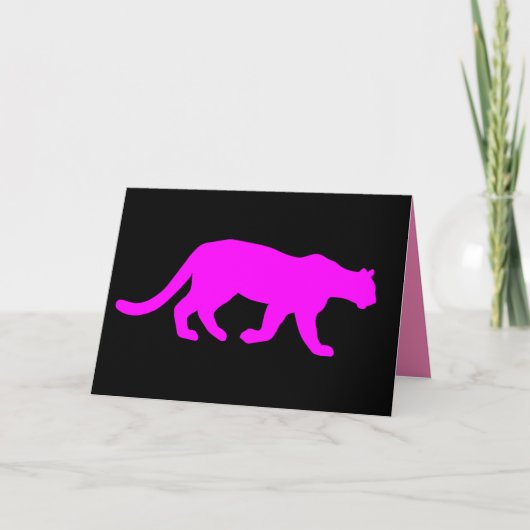 Magenta Cougar Puma Walking Silhouette Kaart (Voorkant)