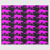 Magenta Cougar Silhouette Cadeaupapier (Vlak)