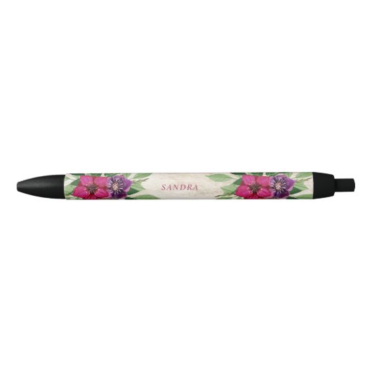 Magenta Country Floral Zwarte Inkt Pen (Voorkant)