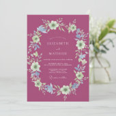 Magenta Cream Blossom Bruiloft Kaart (Staand voorkant)