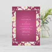 Magenta Cream Roze Bruiloft Kaart (Staand voorkant)