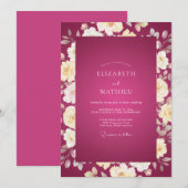 Magenta Cream Roze Bruiloft Kaart (Voorkant / Achterkant)