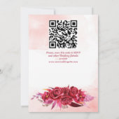 Magenta crimson bogundy bloemen bruiloft kaart (Achterkant)