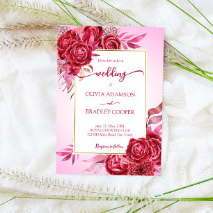 Magenta crimson burgundy bloemen roos roze ombre kaart