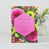 Magenta Dahlia Bloeiende Bruiloft Kaart (Staand voorkant)