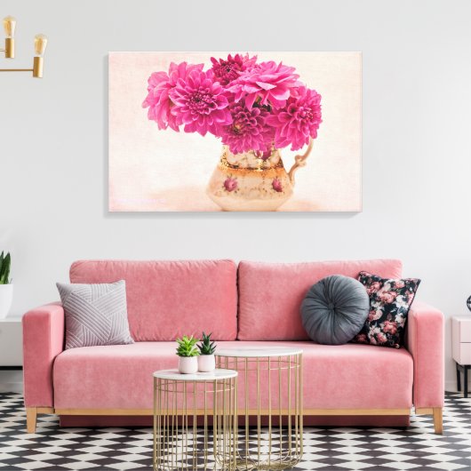 Magenta Dahlias Canvas Afdruk (Insitu (Woonkamer))