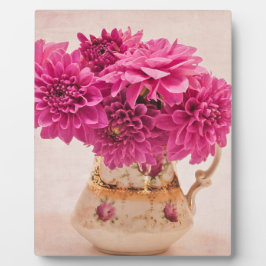 Magenta Dahlias in  Vase Foto Plaque Fotoplaat