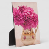 Magenta Dahlias in  Vase Foto Plaque Fotoplaat (Zijkant)