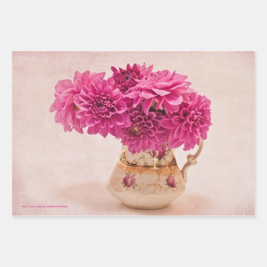 Magenta Dahlias Inpakpapier Vel (Voorkant)