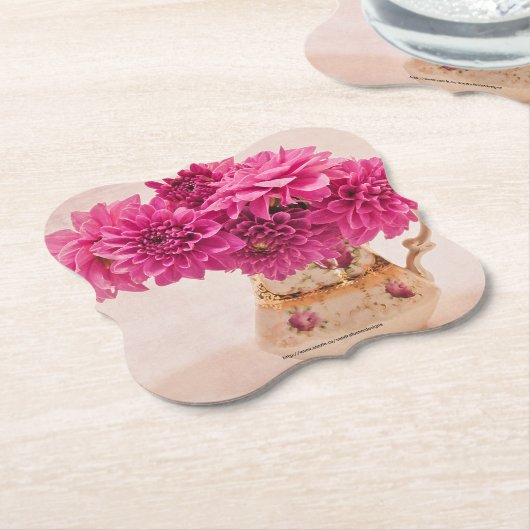 Magenta Dahlias Kartonnen Onderzetters (Gekanteld)
