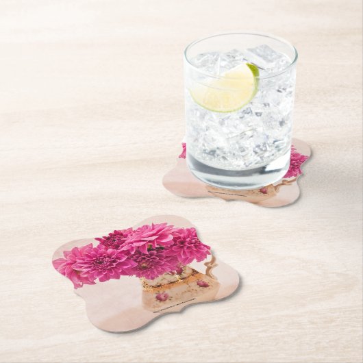 Magenta Dahlias Kartonnen Onderzetters (Insitu)