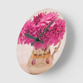 Magenta Dahlias wandklok (Hoek)