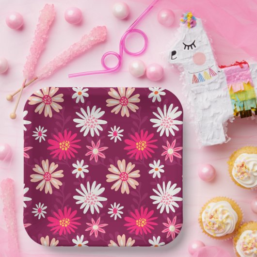 Magenta Daisy Design Papieren Bordje (Feest)