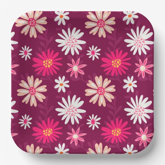 Magenta Daisy Design Papieren Bordje (Voorkant)