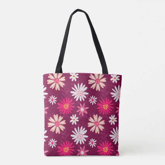 Magenta Daisy Design Tote Bag (Achterkant)