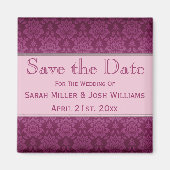 Magenta Damask Bewaar de datum Magneet (Voorkant)