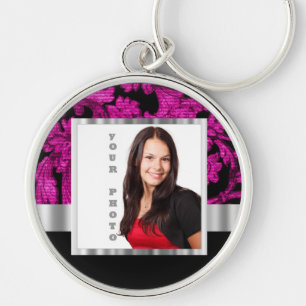 Magenta damask instagram fotosjabloon sleutelhanger