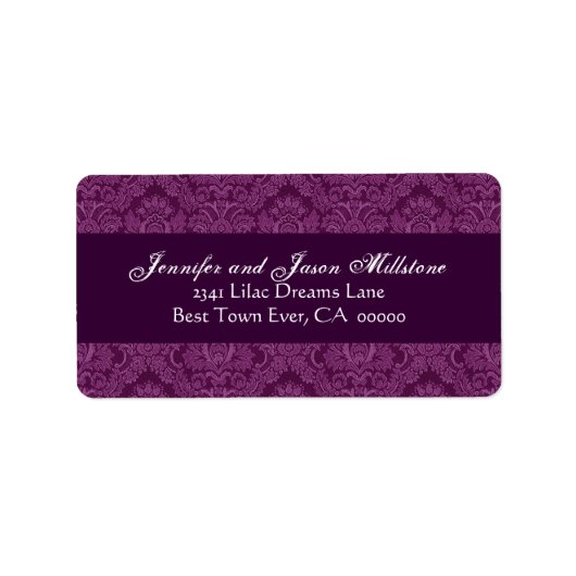 Magenta Damask Trouwlabel Etiket (Voorkant)