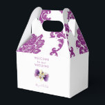 Magenta Damast Trouw Welkom  Bedankdoosjes<br><div class="desc">Magenta Damast Trouwgunst Doos.  Bloem.</div>