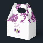 Magenta Damast Trouw Welkom  Bedankdoosjes<br><div class="desc">Magenta Damast Trouwgunst Doos.  Bloem.</div>