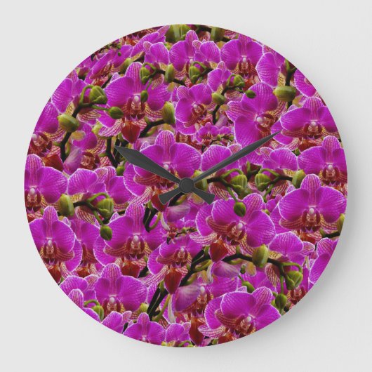 Magenta Dansende Orchids, wandklok (Voorkant)